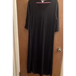 Pure Jill Luxe Tercel Black Dress M V-neck 3/4 Sleeves